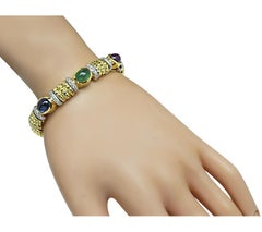 Cassis 9.50ct Precious Gemstone 0.60ct Diamond Gold Bangle