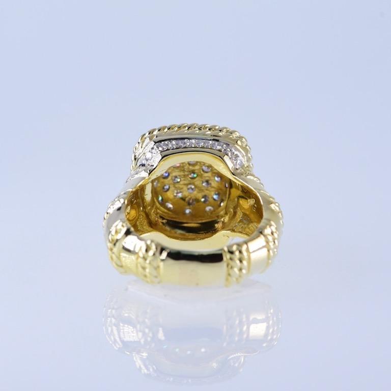 Contemporary Cassis Caravel Natural Diamond TCW .78 Yellow Gold 18 Karat Ring