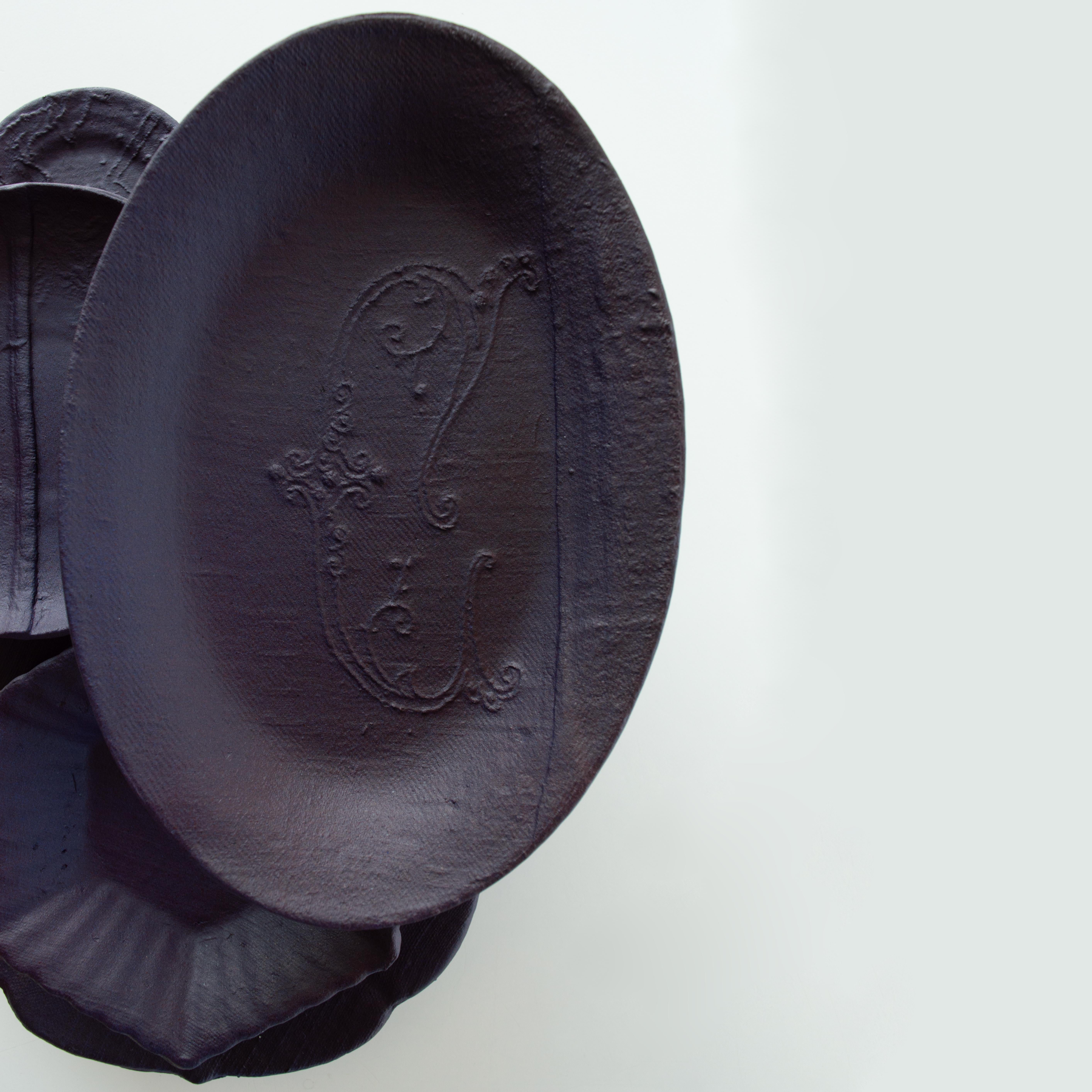 Dutch Deep Purple Ceramic Wall Art Sculpture - 
