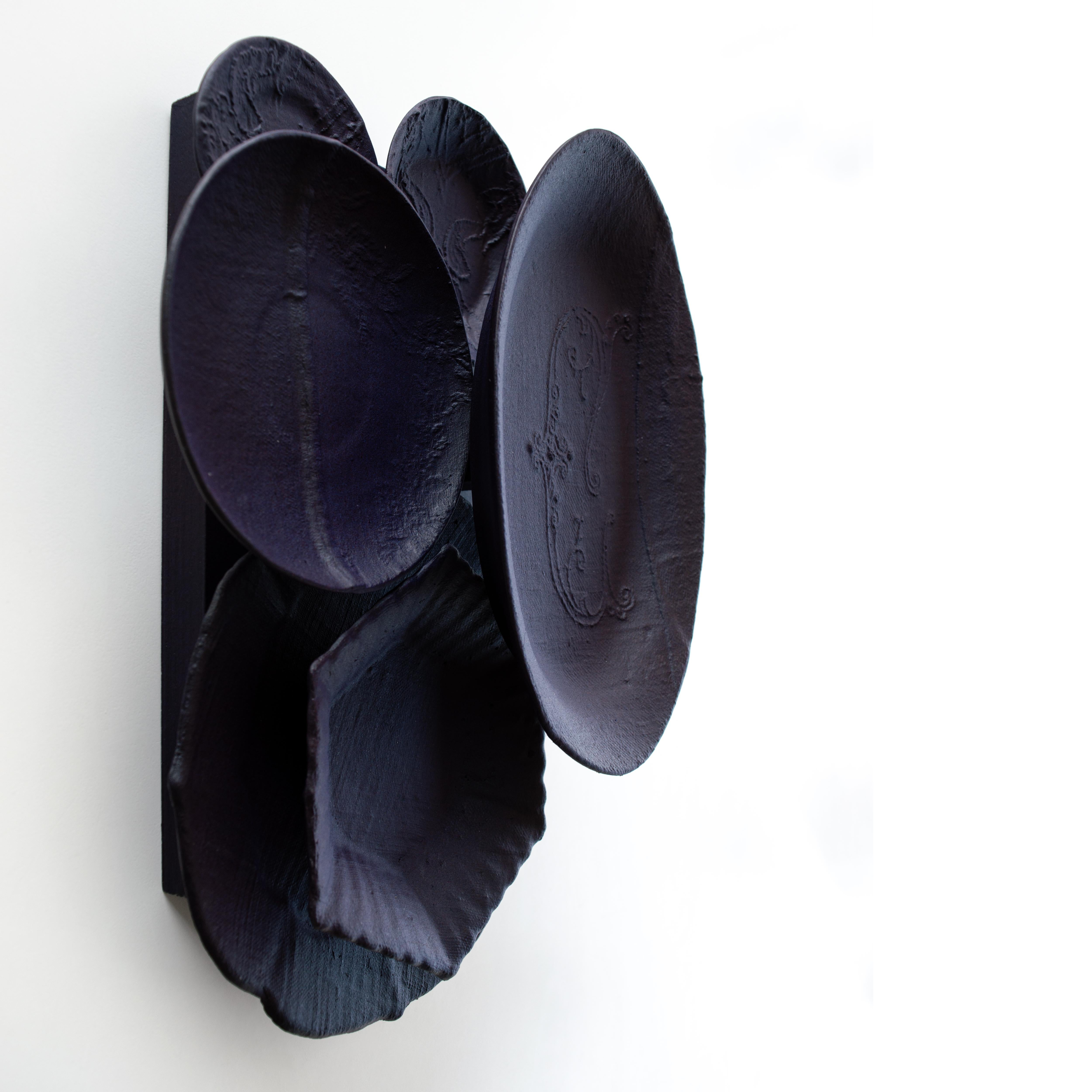 Cast Deep Purple Ceramic Wall Art Sculpture - 