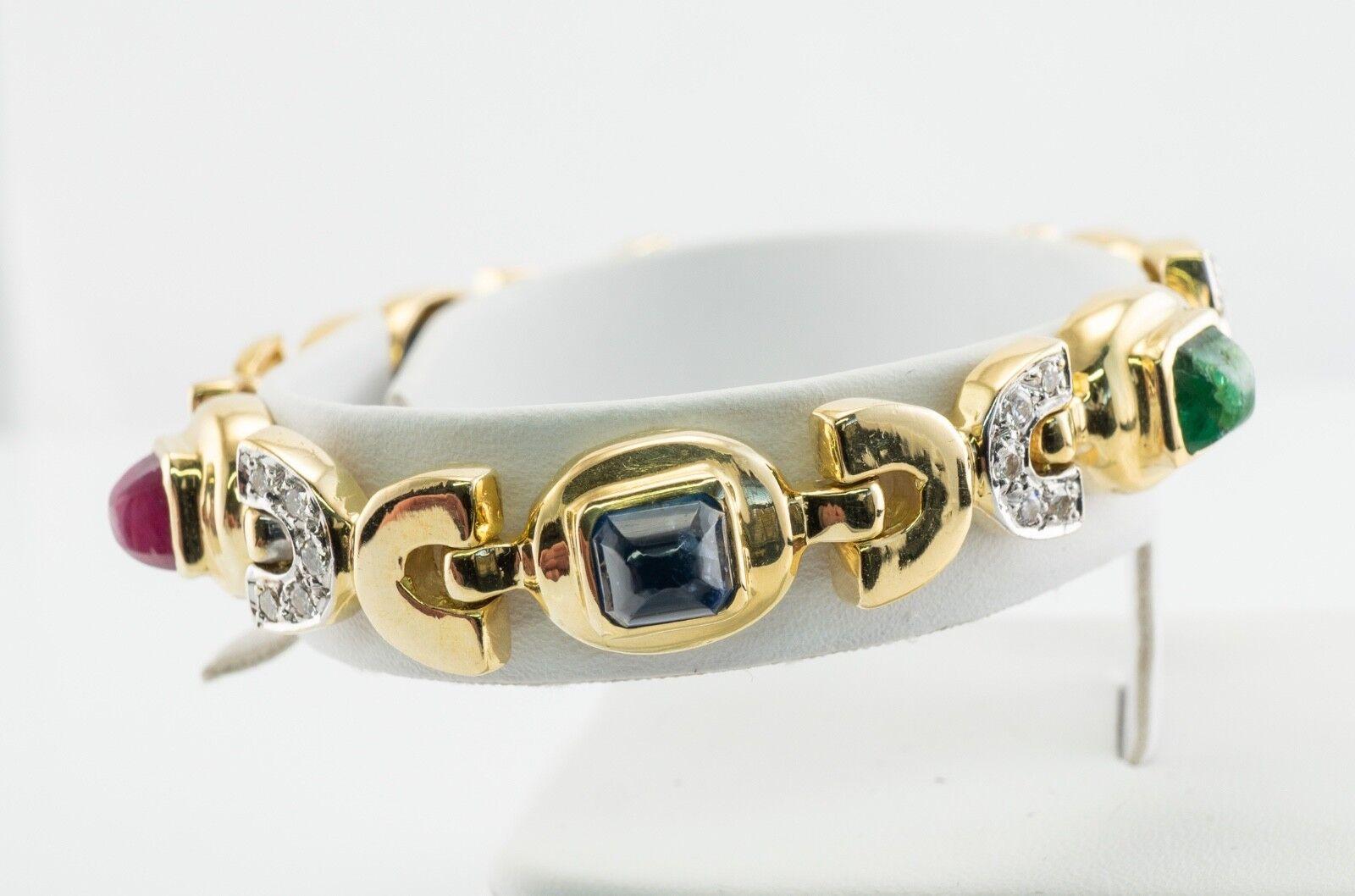 Cassis Armband aus 18 Karat Gold mit Smaragd, Rubin, Saphir und Diamant im Angebot 2