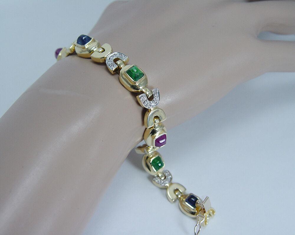 Cassis Emerald Ruby Sapphire Diamond Bracelet 18K Gold For Sale 1