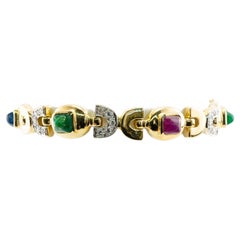 Cassis Emerald Ruby Sapphire Diamond Bracelet 18K Gold