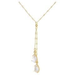 Collana Lariette con diamanti naturali e pietra di luna Cassis in oro giallo 18 carati