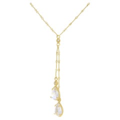 Cassis Collier lariette en or jaune 18 carats avec diamants naturels et pierres de lune