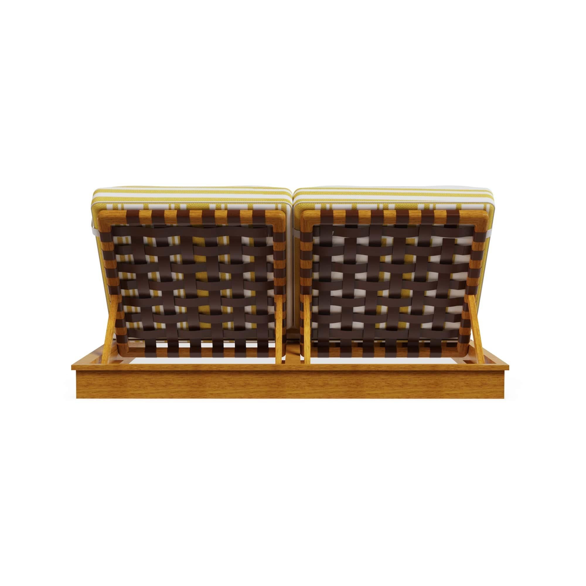 XXI secolo e contemporaneo Lettino Cassis per esterni in Wood Iroko con tessuto Gaston y Fabrice in vendita