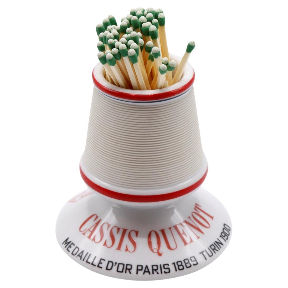 Französischer Cassis Quenot-Streichholzhalter aus Keramik
