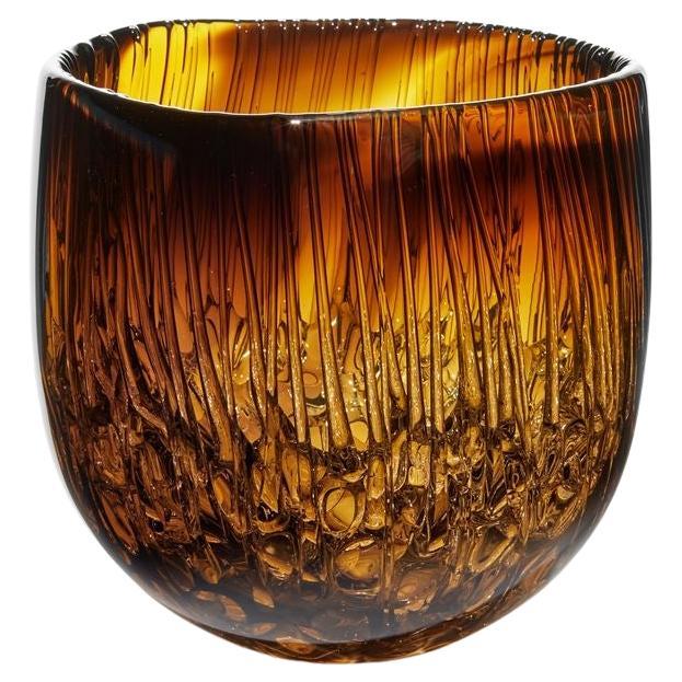 Cassito in Aurora Gelb & Rauch Topaz, a textured glass bowl by Katherine Huskie For Sale