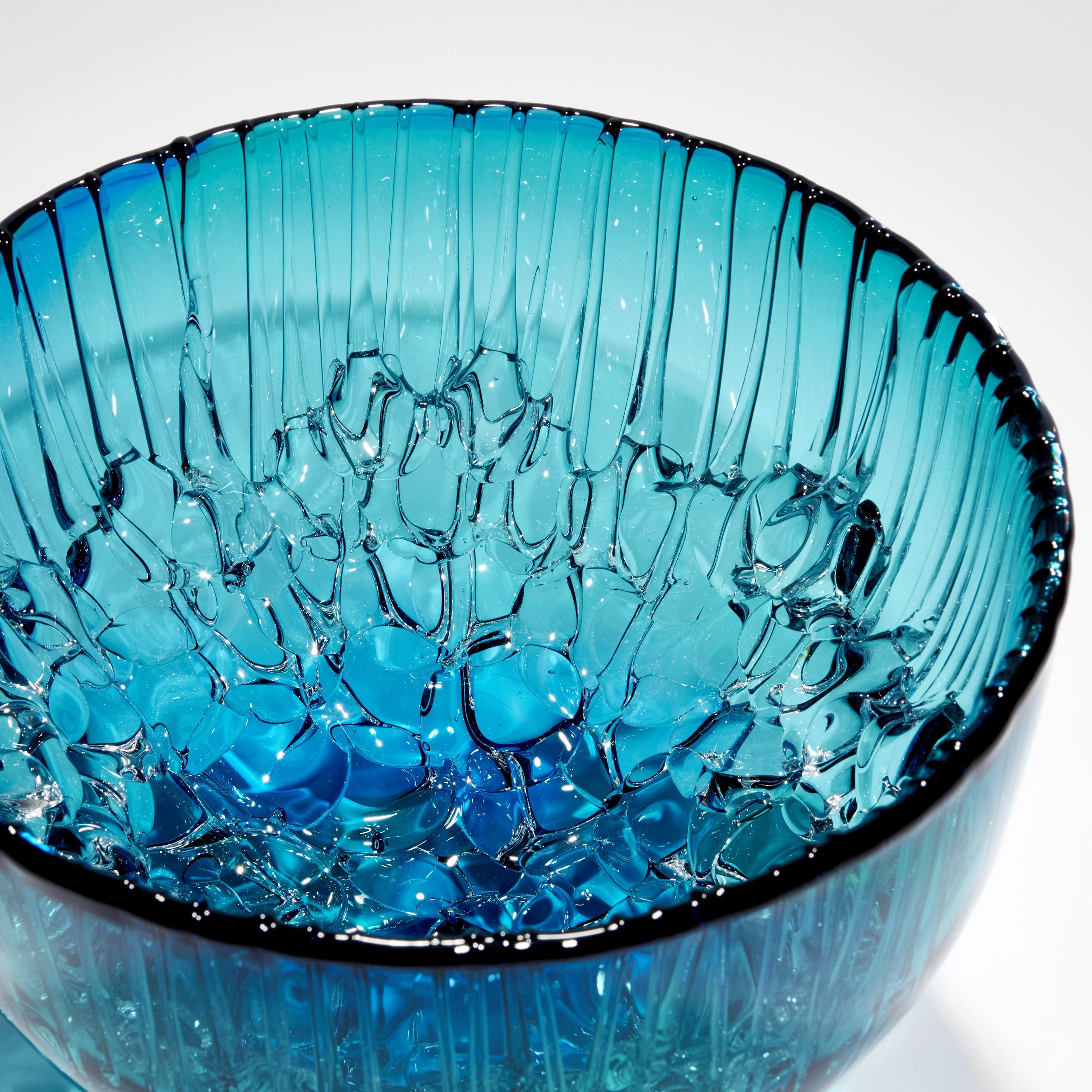 Organic Modern Cassito in Blue & Green, Glass Bowl & Centrepiece by Katherine Huskie For Sale