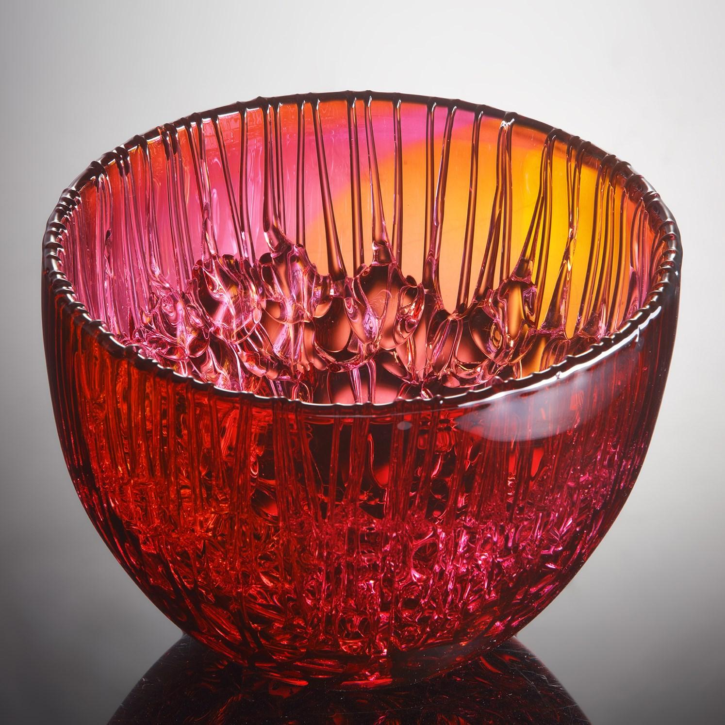 Cassito in Fuchsia & Gold, a Glass Bowl & Centrepiece by Katherine Huskie 7