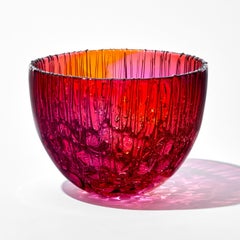 Cassito in Fuchsia & Gold, a Glass Bowl & Centrepiece by Katherine Huskie