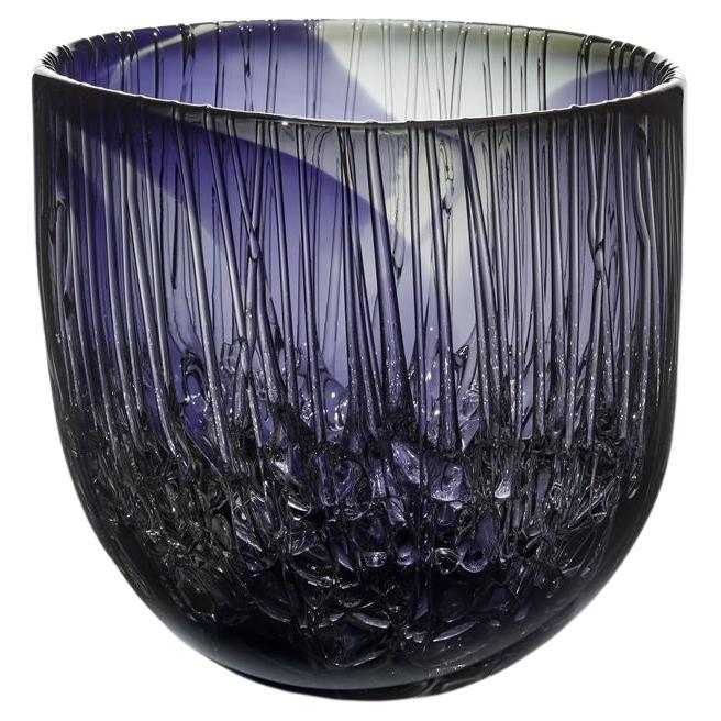 Cassito in Grey & Iron Blue, rich purple & slate glass bowl by Katherine Huskie
