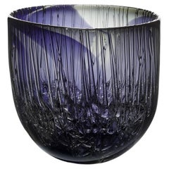 Cassito in Grey & Iron Blue, rich purple & slate glass bowl by Katherine Huskie