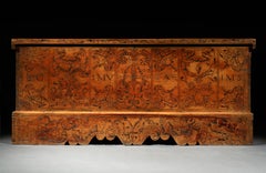 Cassone Chest Cedar Azores 20 October 1592 marriage scrollwork mastic punchwork