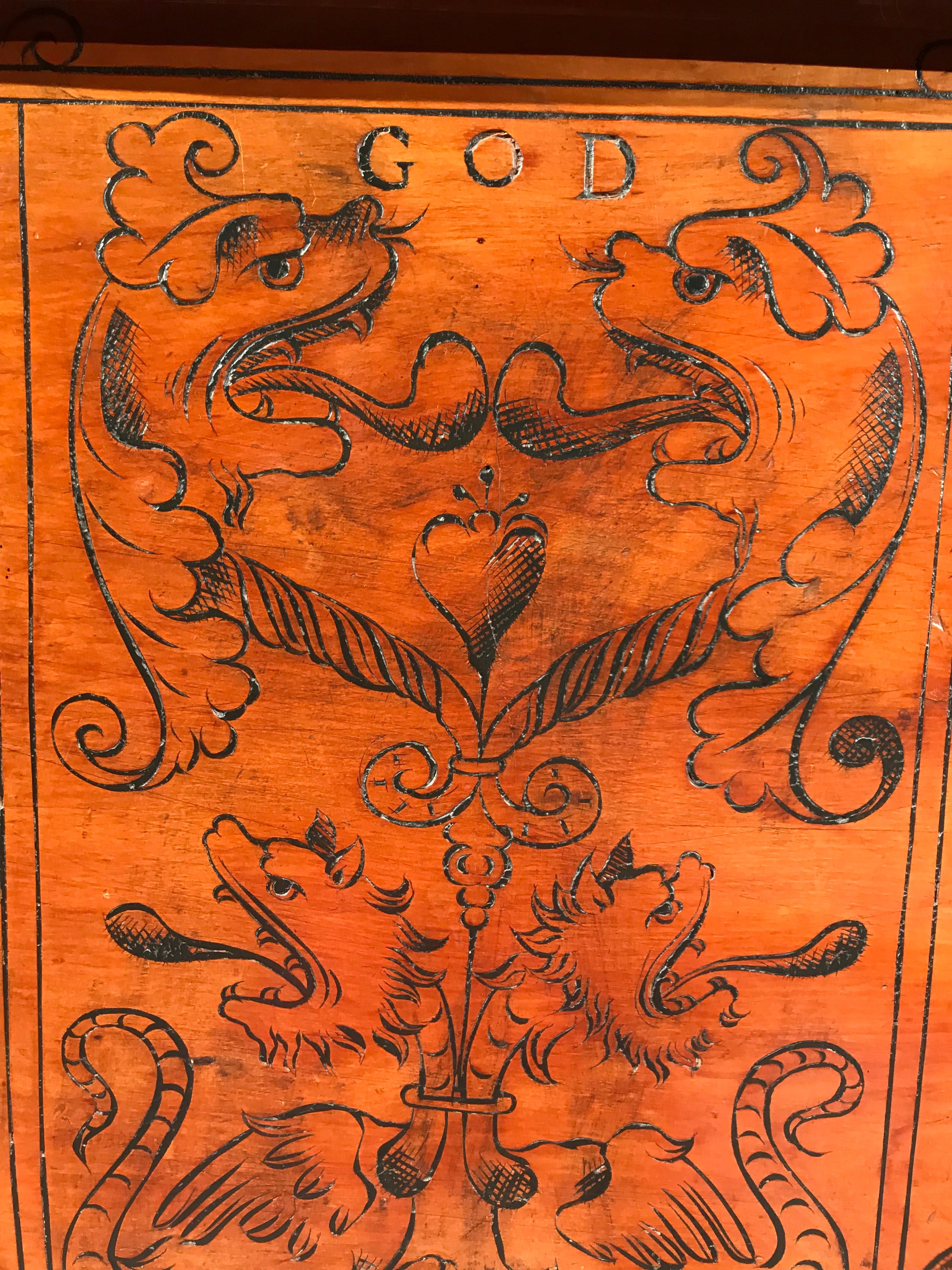 Unknown Cassone Chest Cedar Azores 20 October 1592 marriage scrollwork mastic punchwork