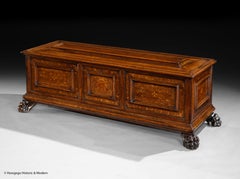 Cassone Marriage Chest Italian Marquetry Coat of Arms Gilded Renaissance L73.5"