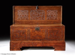 Cassone Venetian 16thc Renaissance Cedar Original Stand Neptune Armorial Unicorn