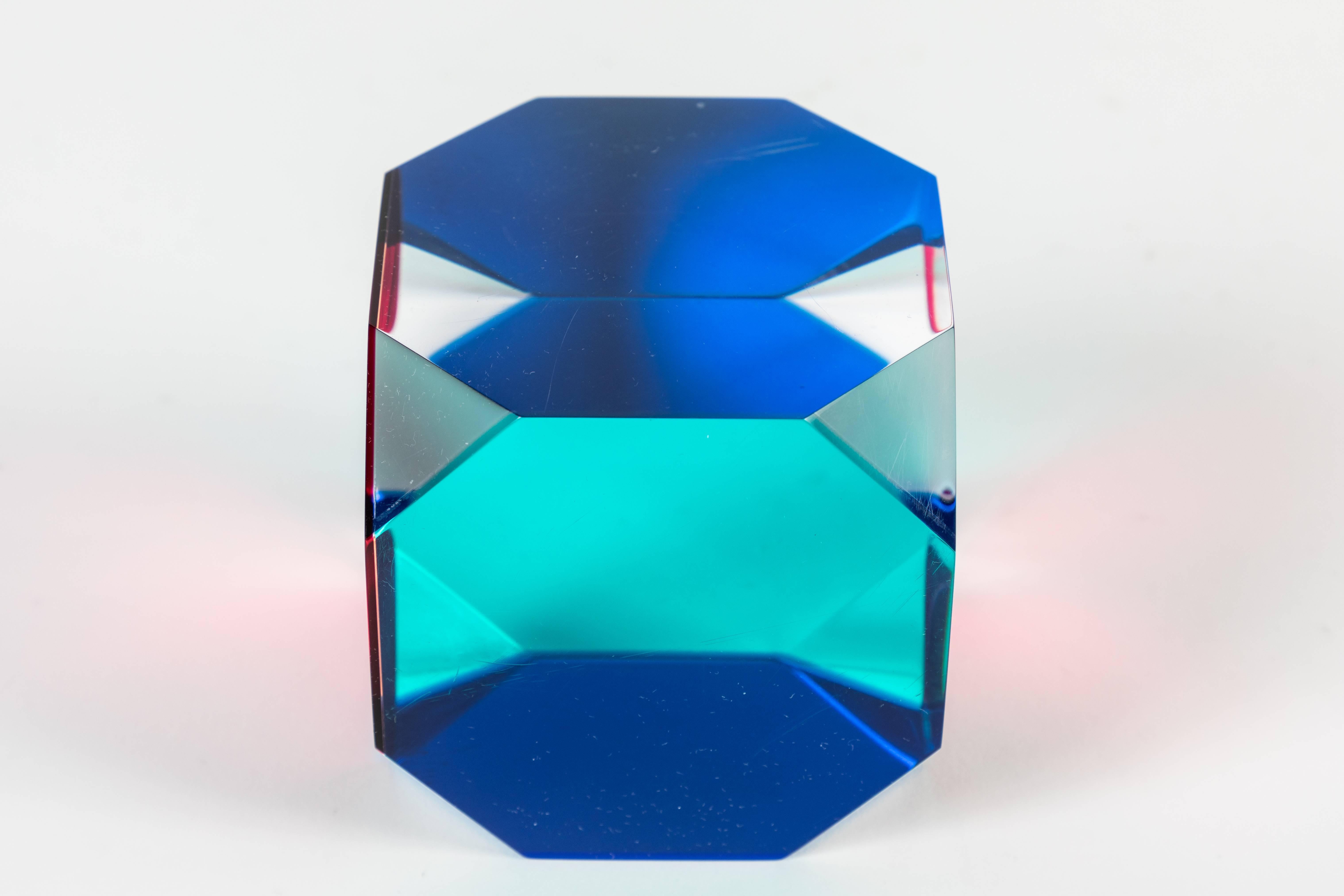 Late 20th Century Cast Acrylic Octagonal Cube Sculpture by Vasa