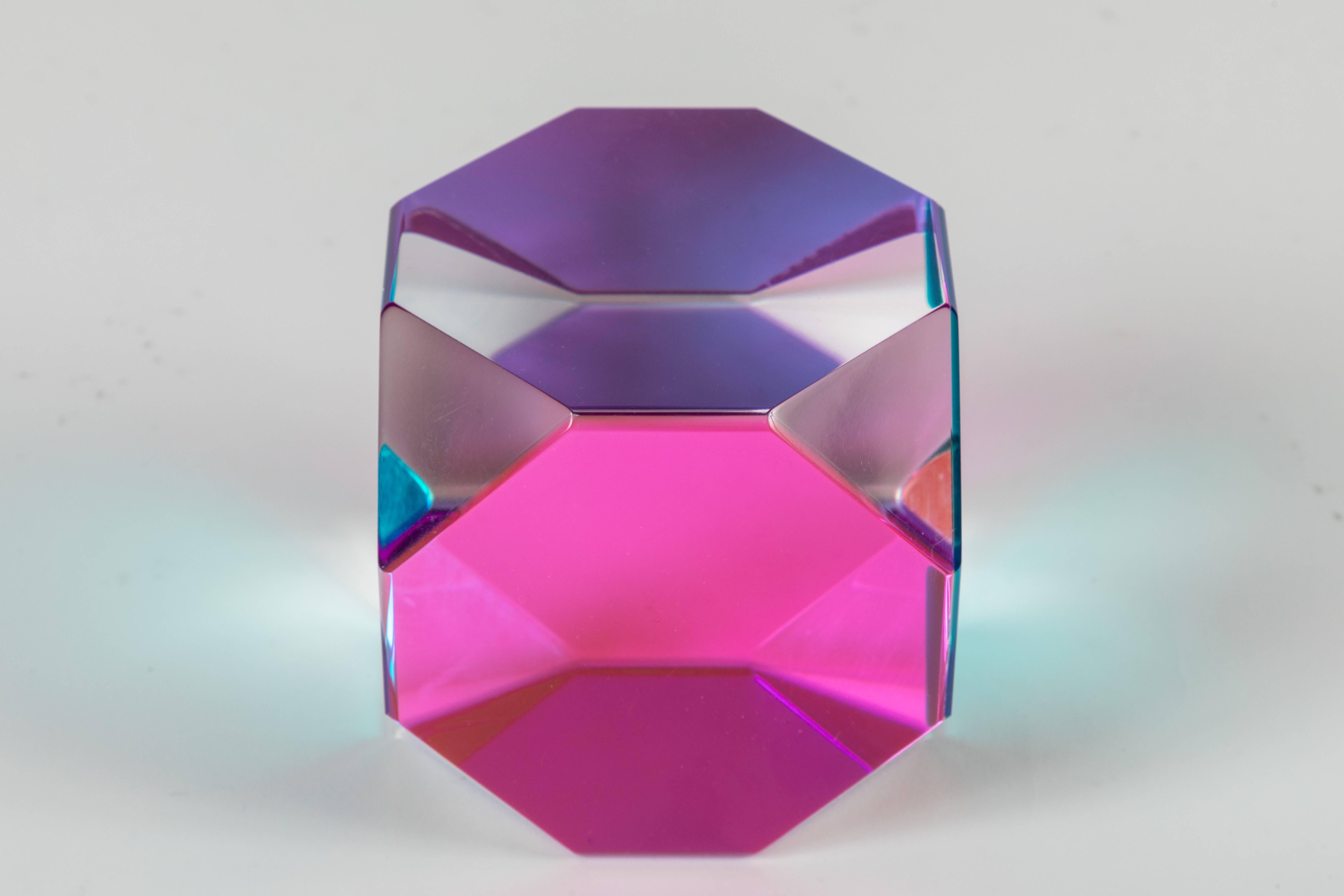 Cast Acrylic Octagonal Cube Sculpture by Vasa 1