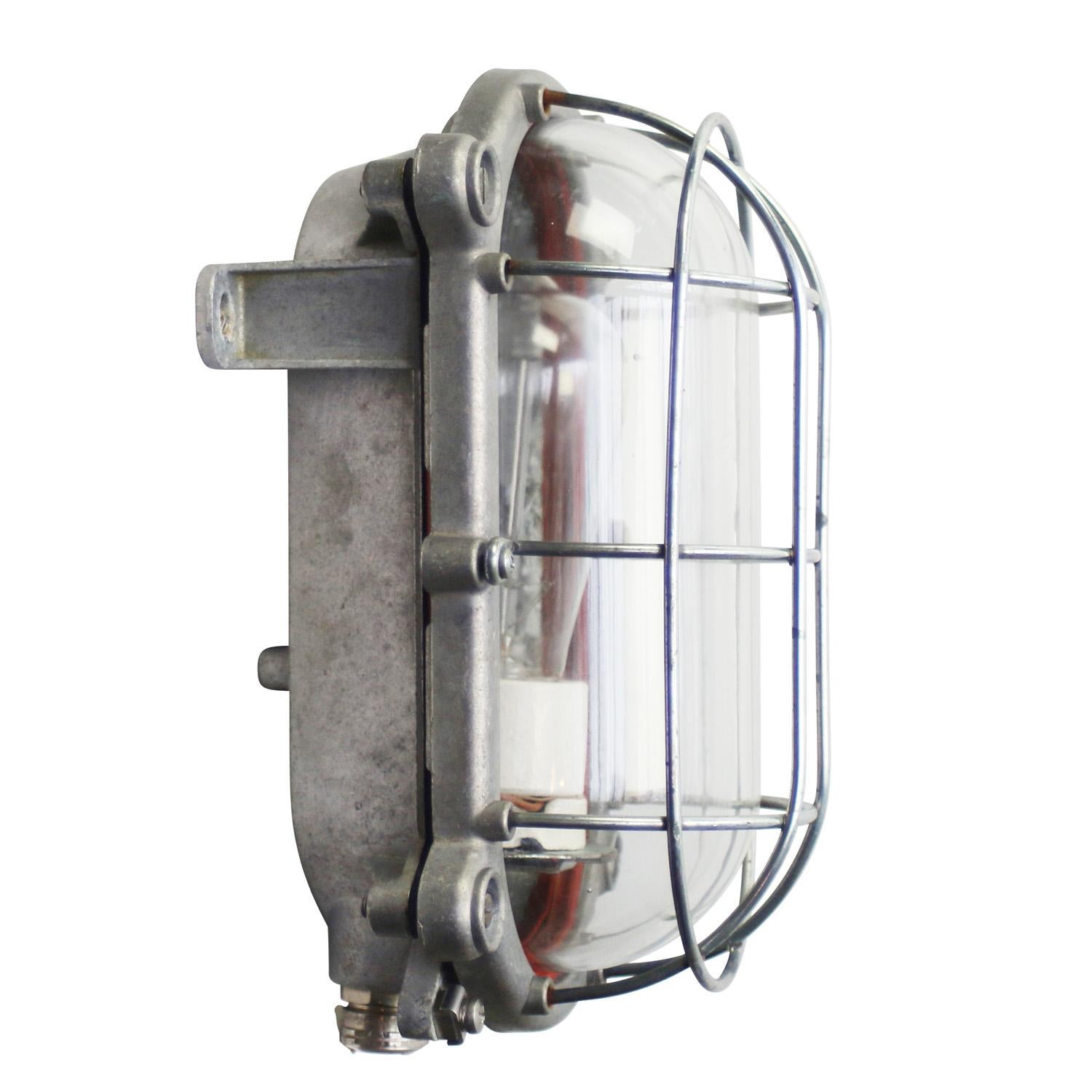 German Cast Alu Industrial Clear Glass Wall Lamps Sconces by Schuch For Sale