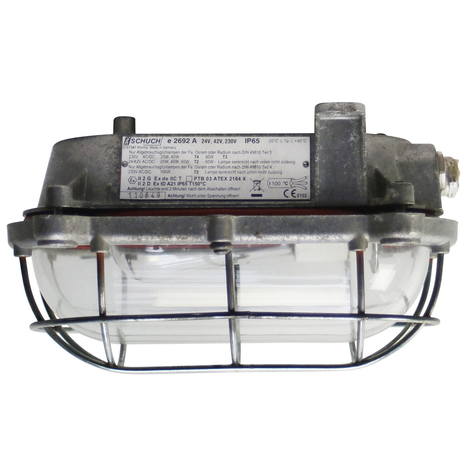 Cast Alu Industrial Clear Glass Wall Lamps Sconces by Schuch In Good Condition For Sale In Amsterdam, NL