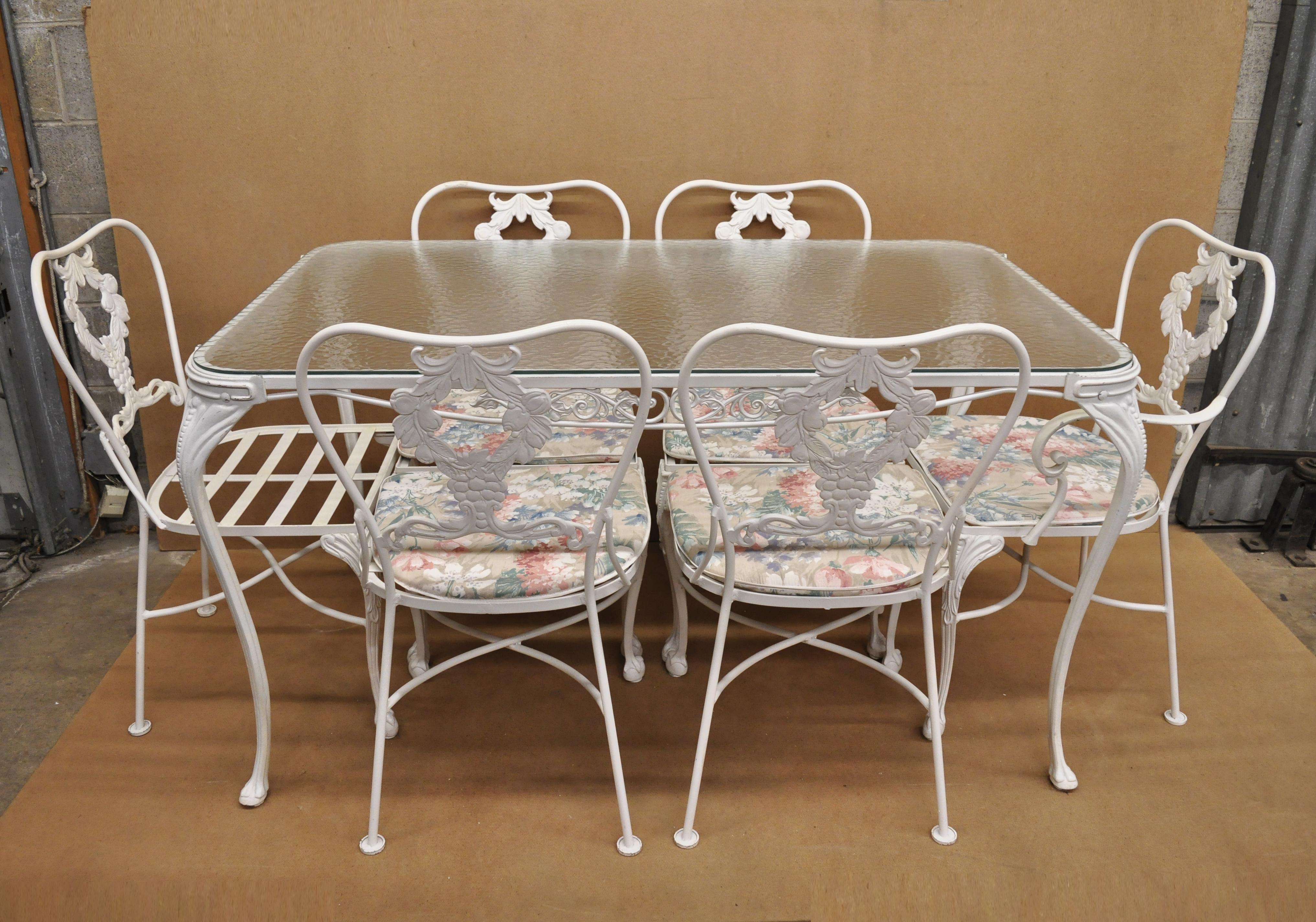 Cast Aluminum 7-Piece Victorian Style Patio Dining Set Table 6 Chairs 5