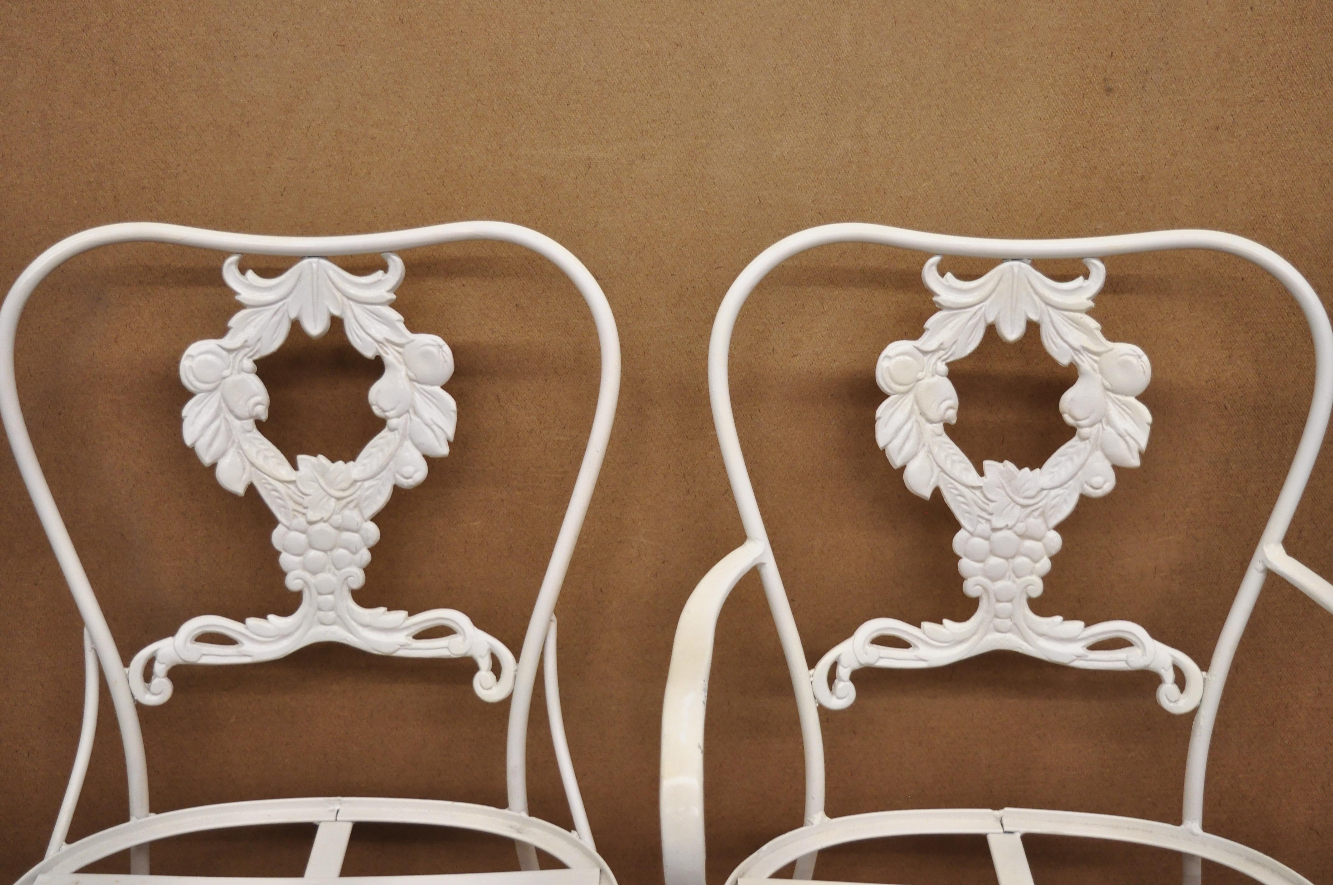20th Century Cast Aluminum 7-Piece Victorian Style Patio Dining Set Table 6 Chairs
