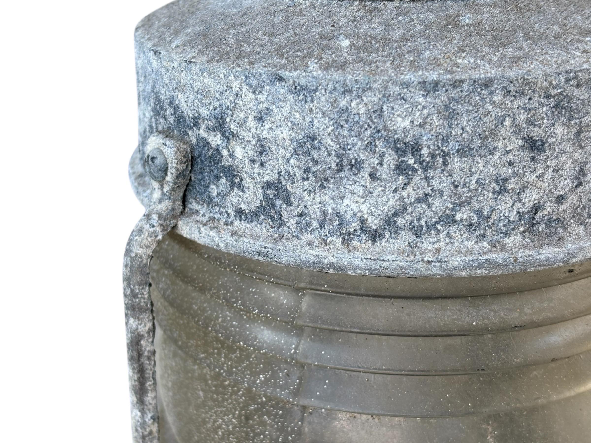 Cast Aluminum and Glass Anchor Lantern Wall Sconces, a Pair In Good Condition For Sale In Sarasota, FL