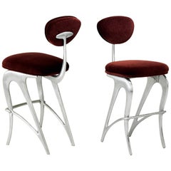 Cast Aluminum and Mohair Barstools from Hudson Club, Jordan Mozer USA, 1998-2016