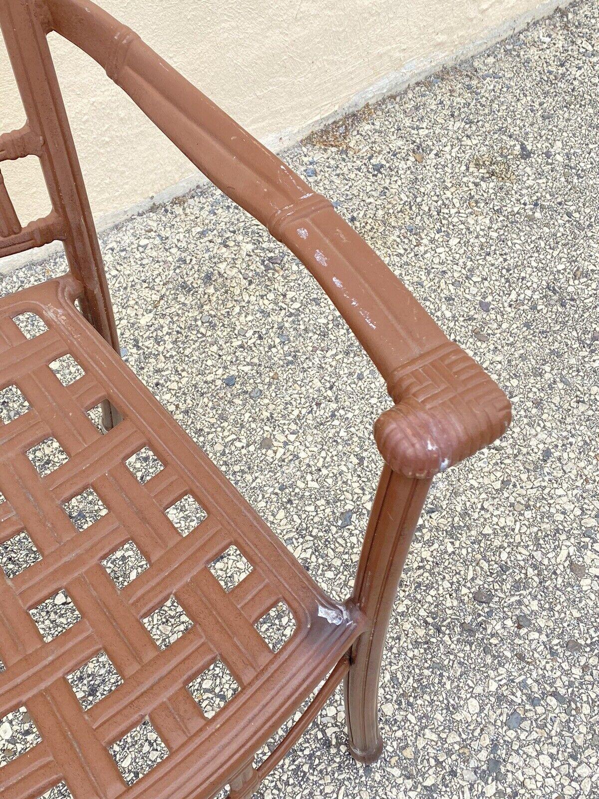 Gegossenes Aluminium Korbgeflecht Gitter Rattan Terrasse im Freien POOL Arm Stuhl (20. Jahrhundert) im Angebot