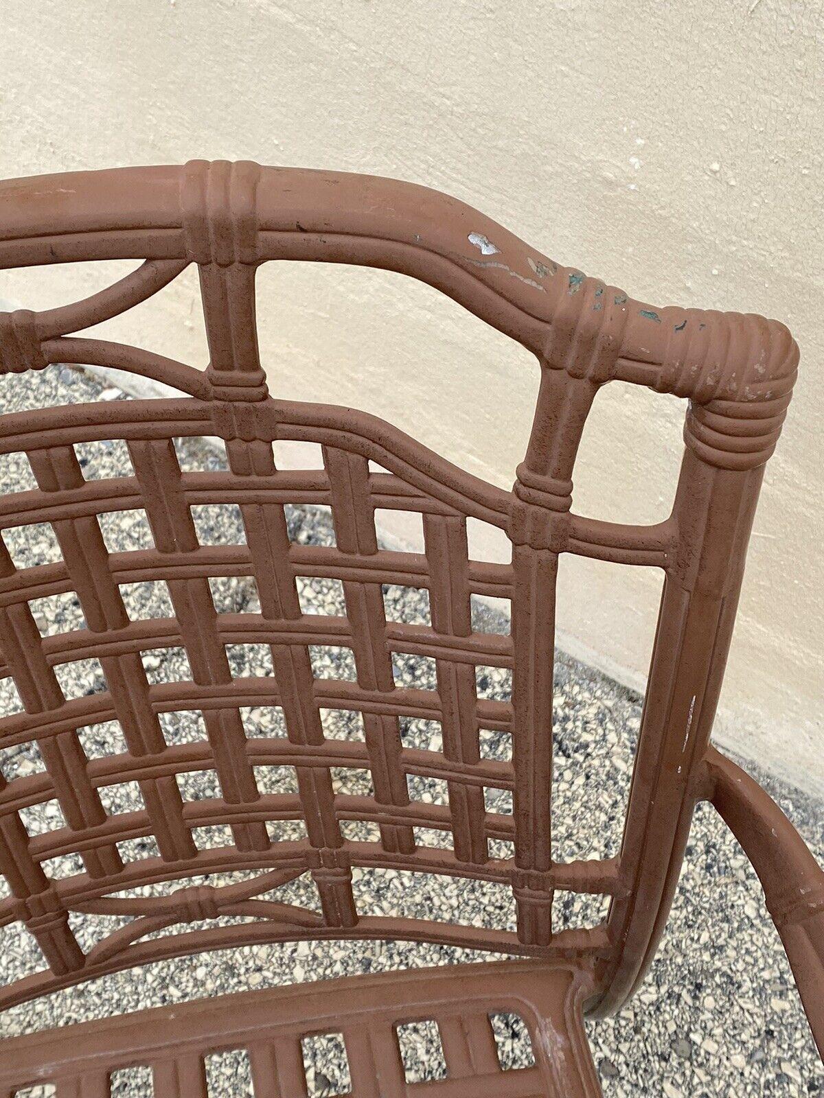 Gegossenes Aluminium Korbgeflecht Gitter Rattan Terrasse im Freien POOL Arm Stuhl im Angebot 2