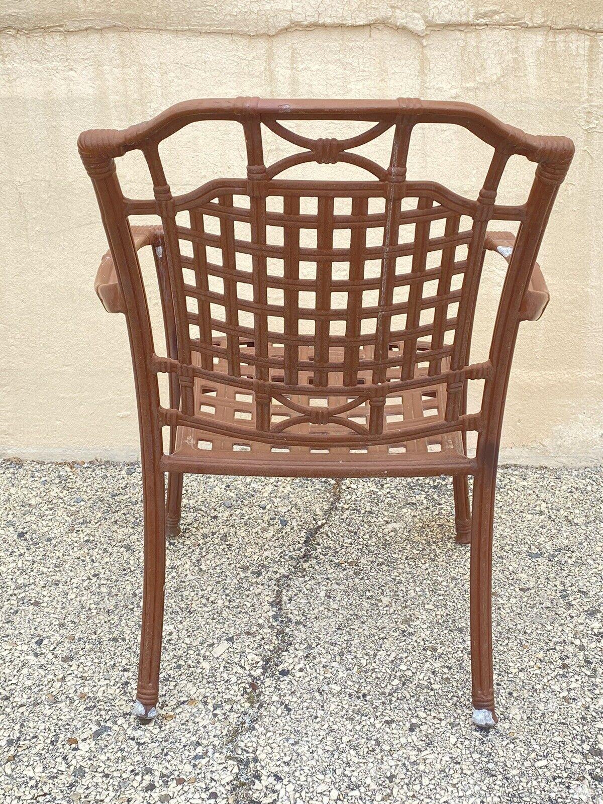 Cast Aluminum Basket Weave Lattice Rattan Patio Outdoor Pool Arm Chair For Sale 1