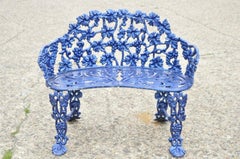 Cast Aluminum Blue Grapevine Garden Set Loveseat Chairs Table, 3 Pc Set