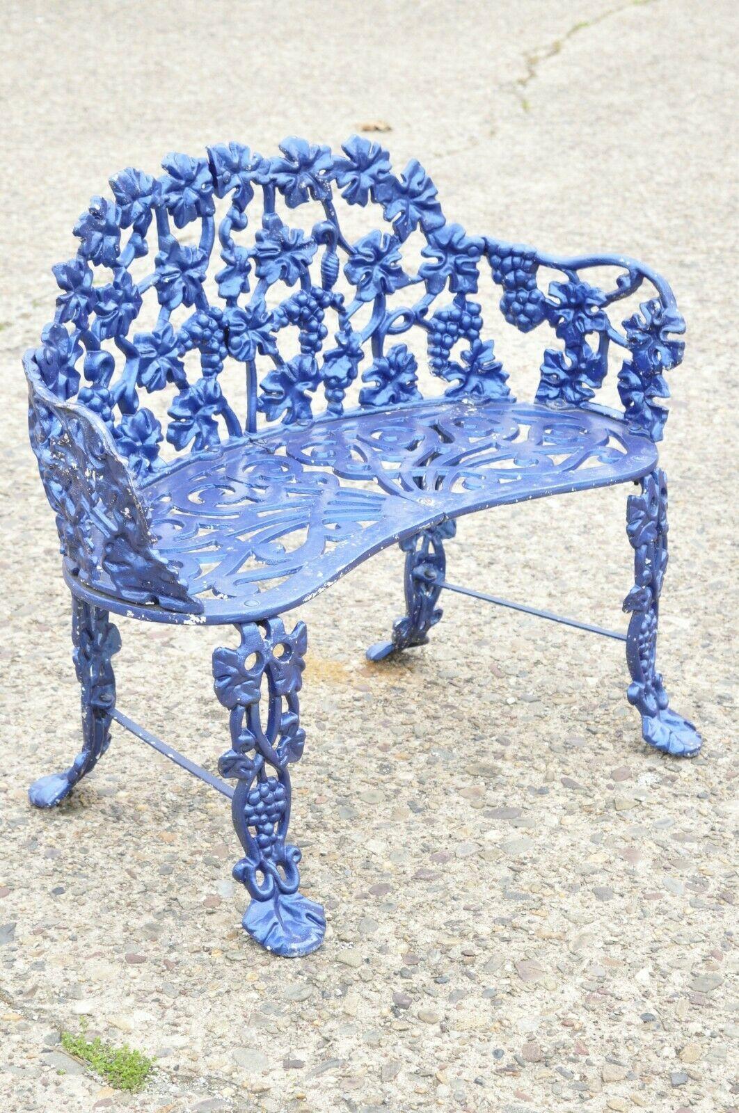 Cast Aluminum Blue Grapevine Garden Set Loveseat Chairs Table, 3 Pc Set 1
