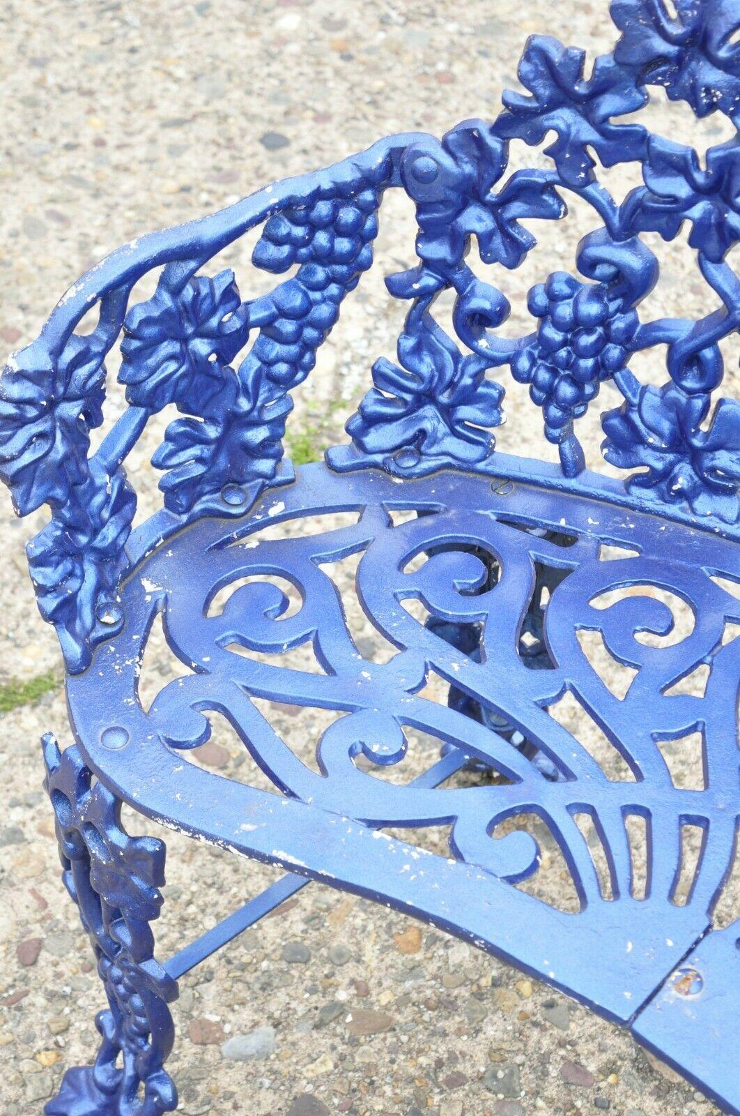 Cast Aluminum Blue Grapevine Garden Set Loveseat Chairs Table, 3 Pc Set 2