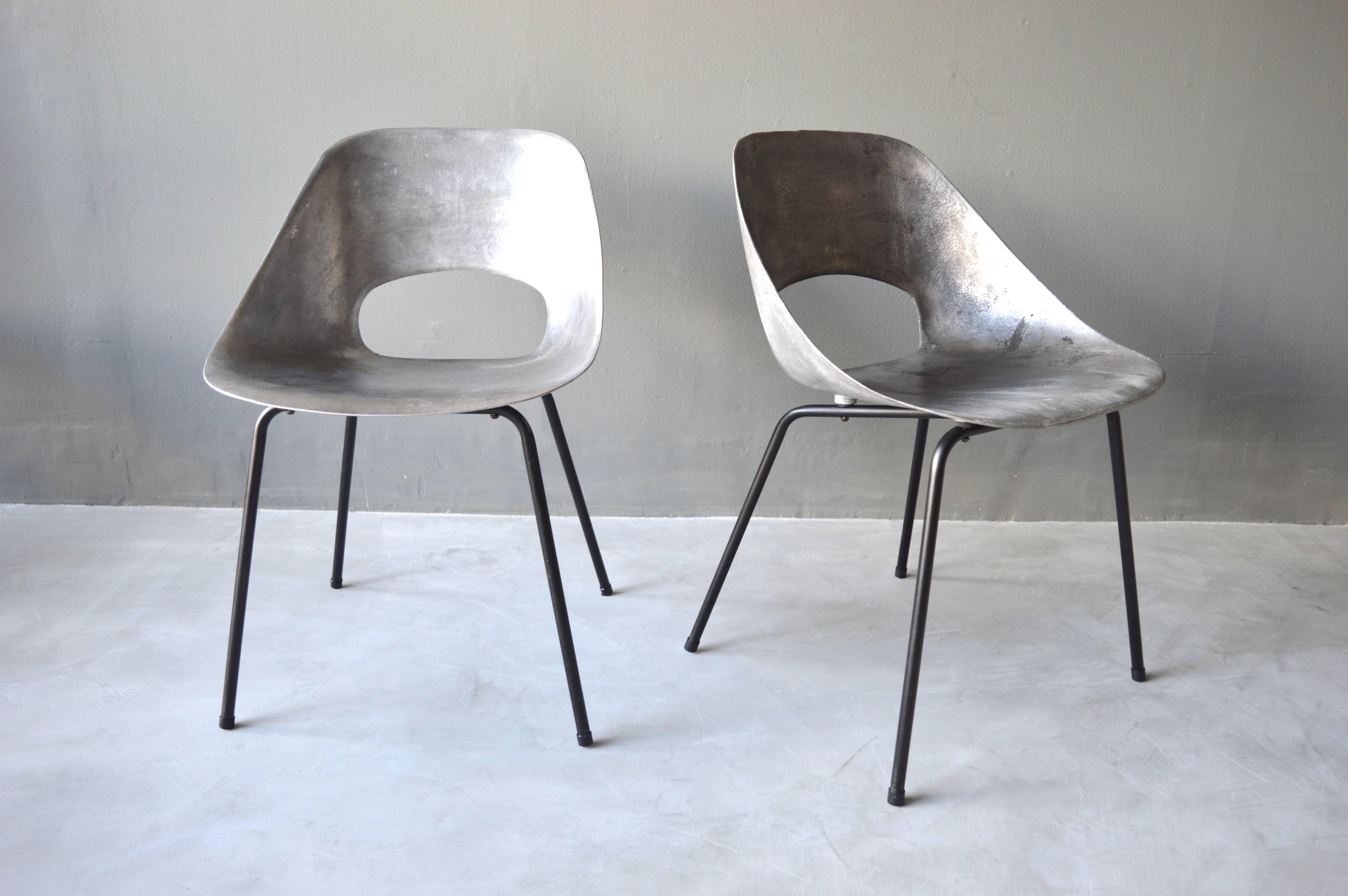 French Cast Aluminum Chairs by Pierre Guariche