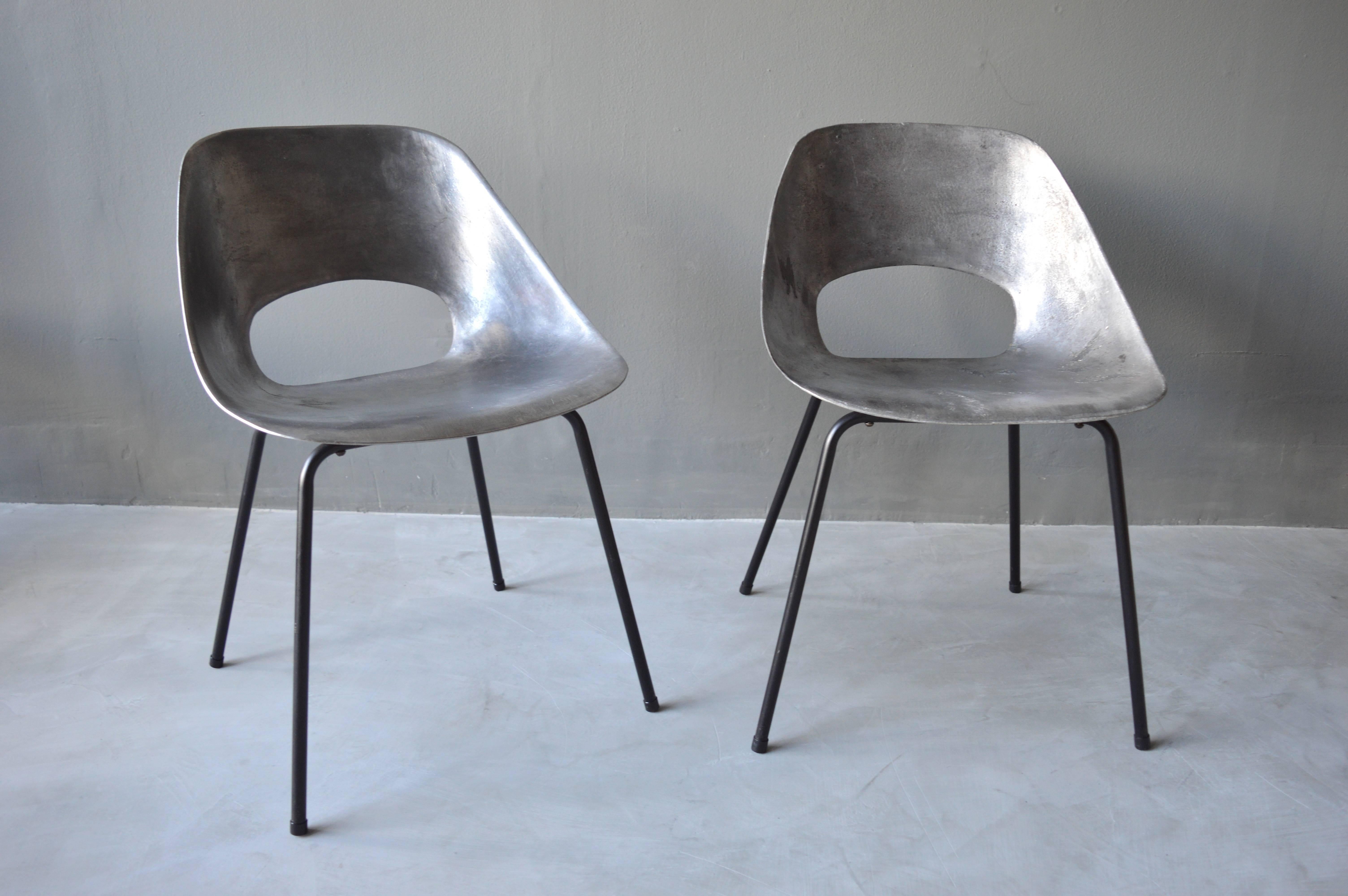 Cast Aluminum Chairs by Pierre Guariche In Excellent Condition In Los Angeles, CA