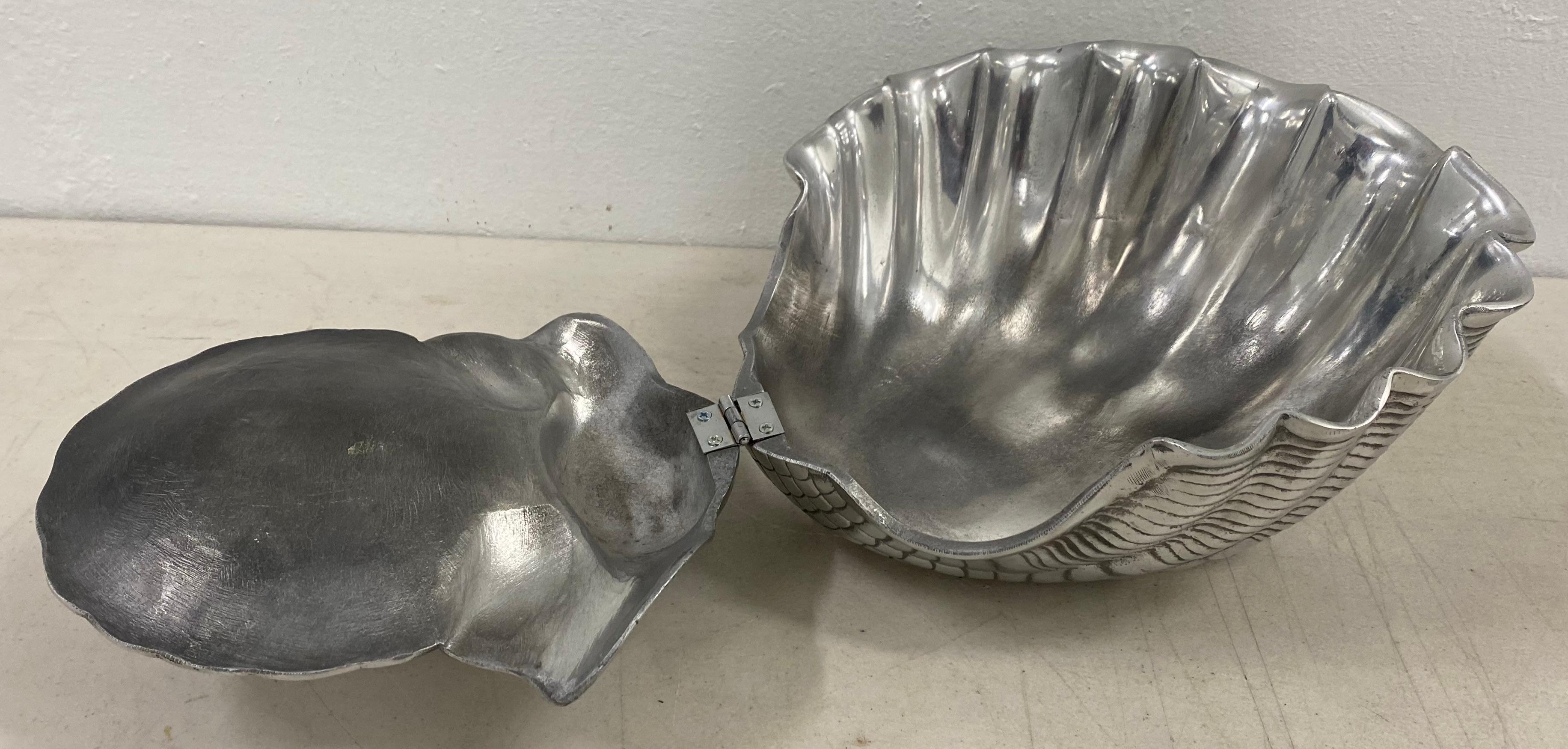 American Cast Aluminum Clam Shell Serving Dish by Arthur Court, C.1980s For Sale