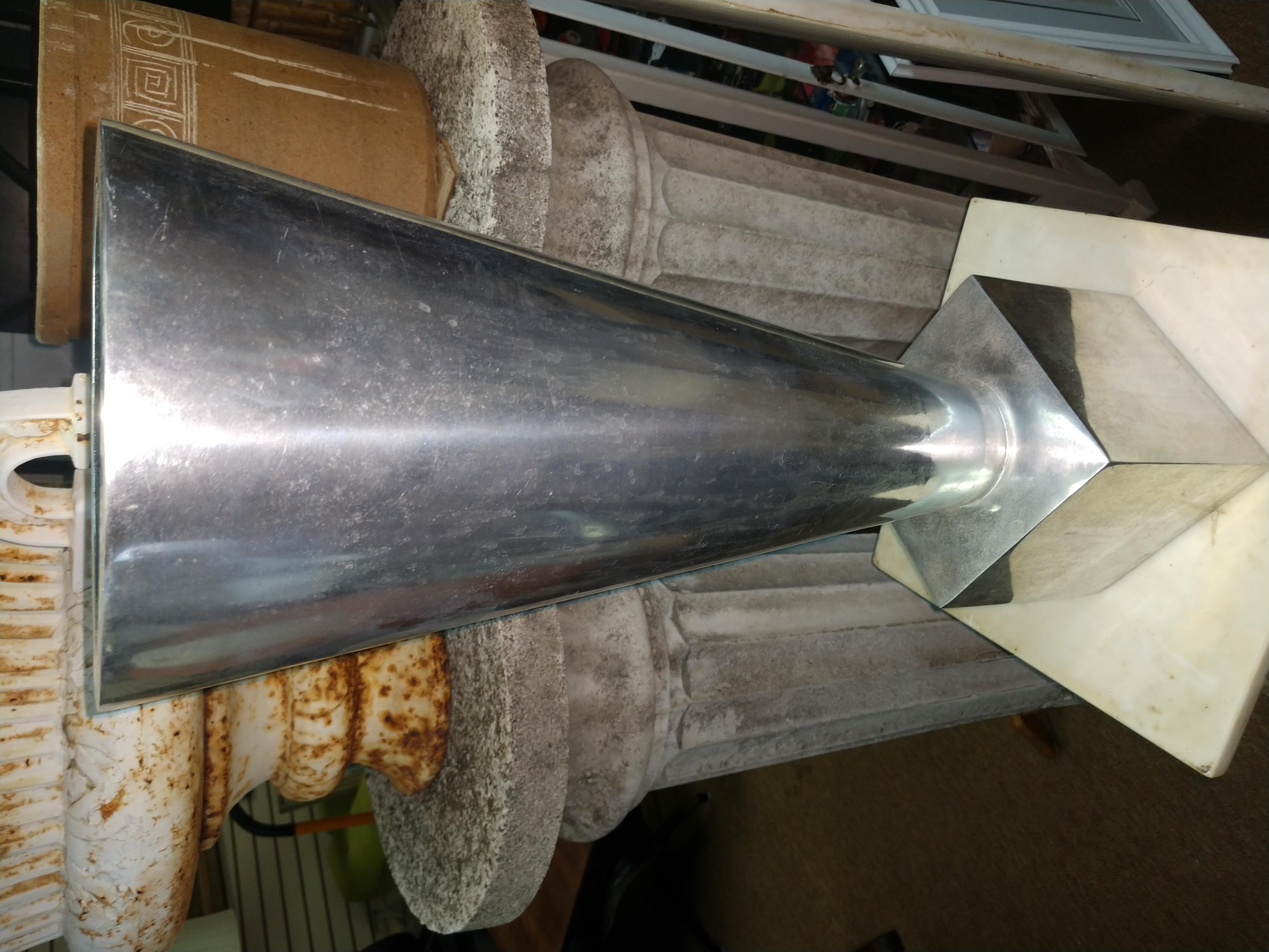 Mid-20th Century Cast Aluminum Conical Sculpture Vase Urn Artist Signed For Sale