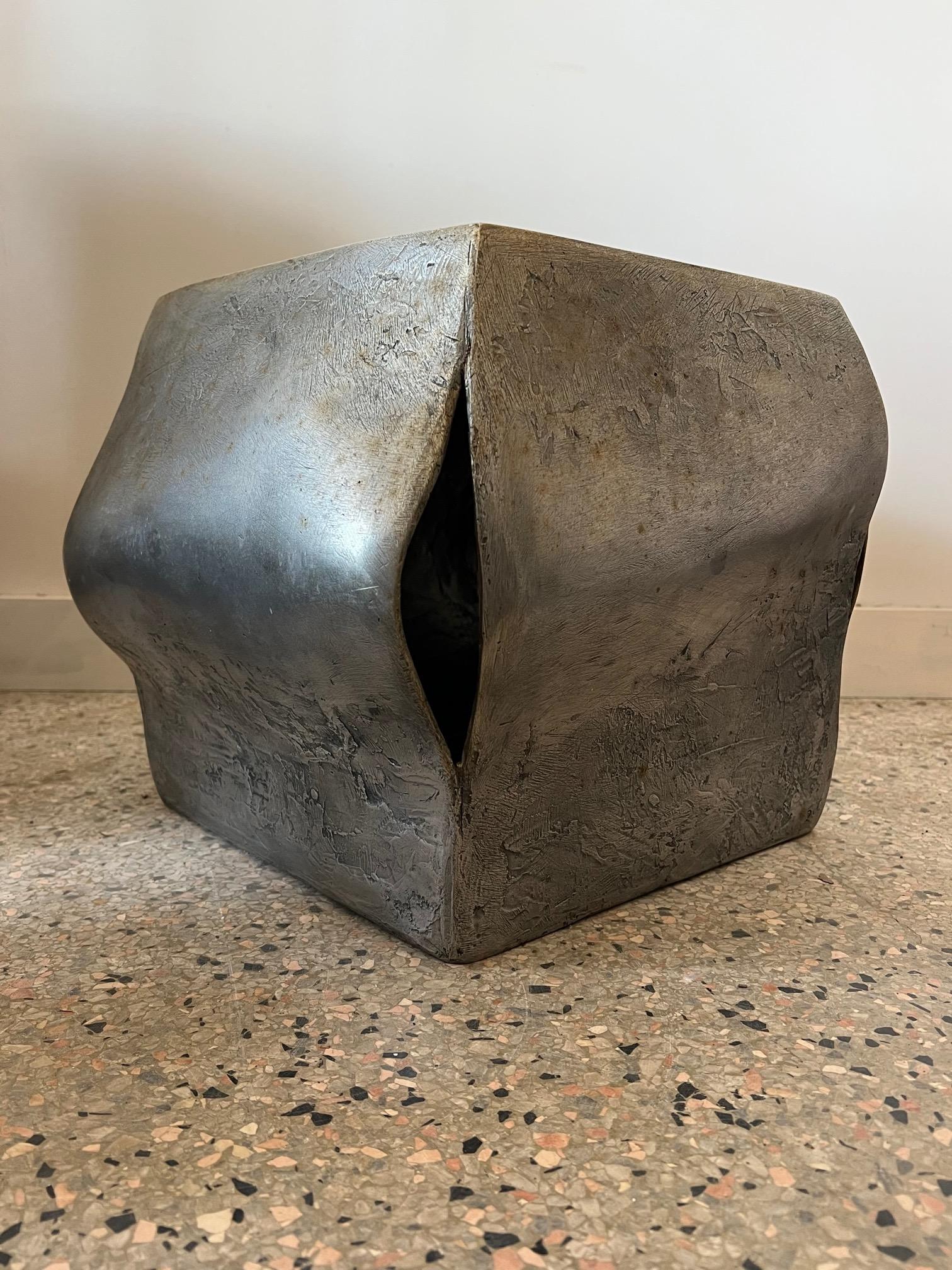 Mid-Century Modern Cast Aluminum Cube Sculpture by Anne Van Kleeck, circa 1960s For Sale