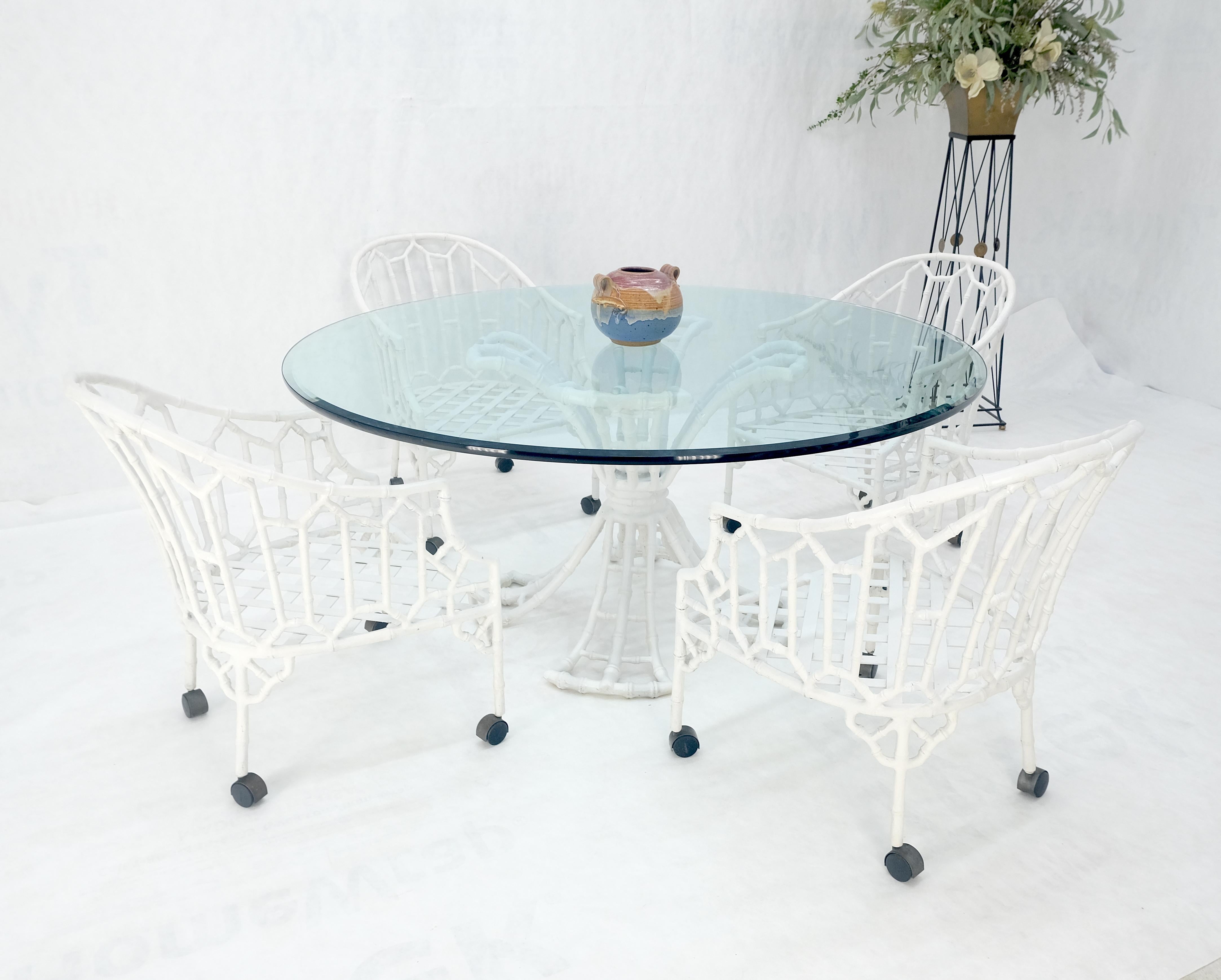 Cast Aluminum Faux Bamboo 4 Arm Chairs 60