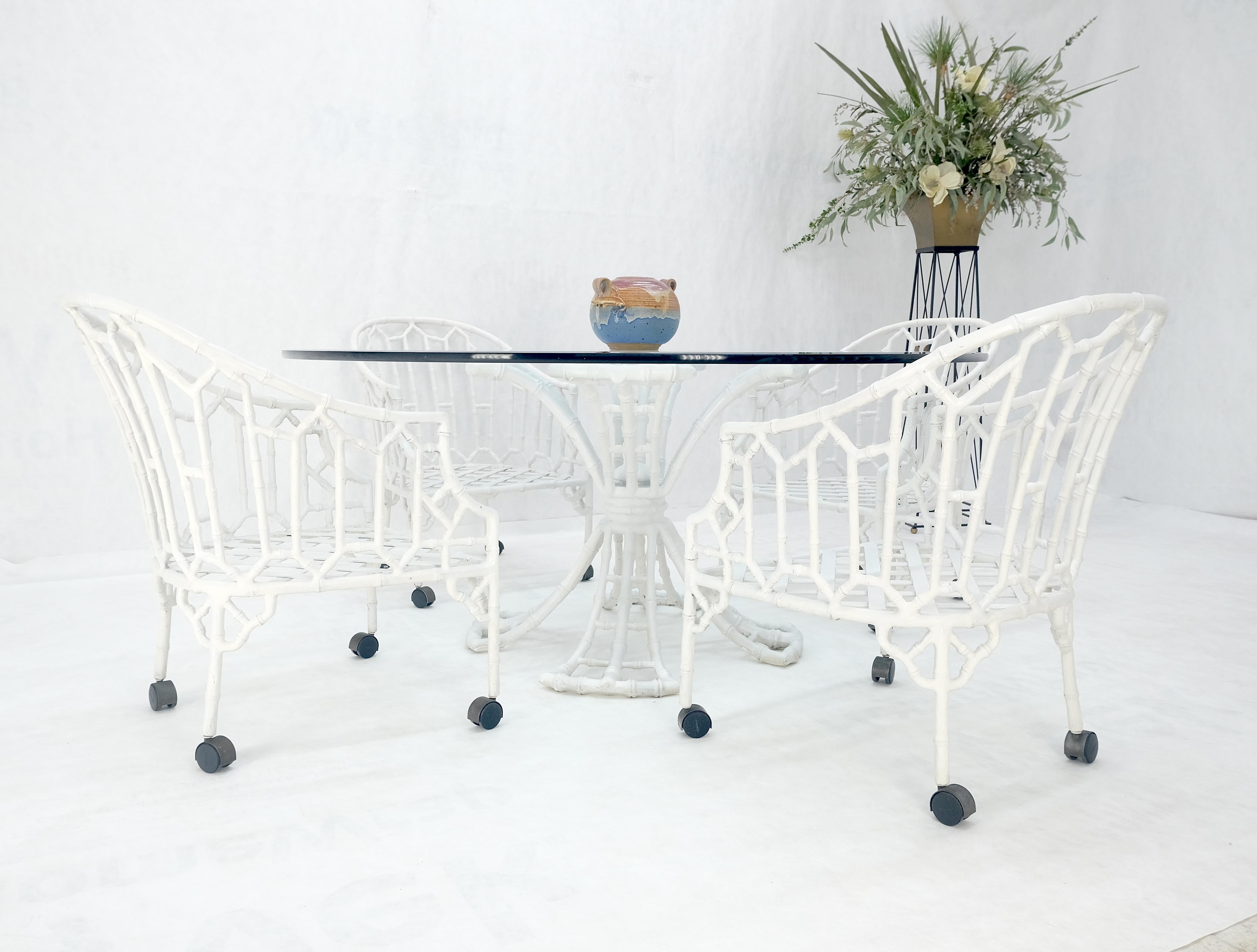 Cast Aluminum Faux Bamboo 4 Arm Chairs 60
