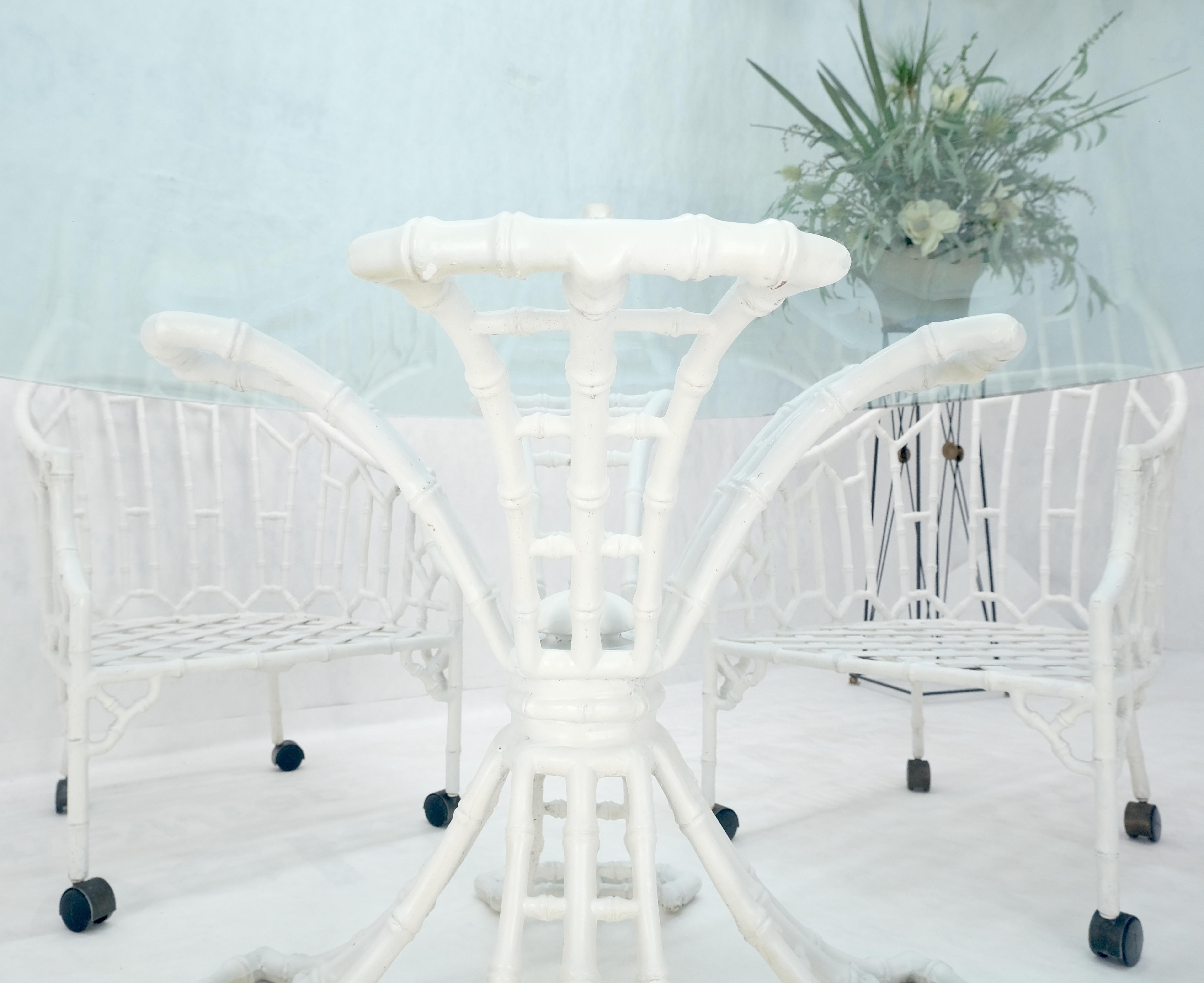 Cast Aluminum Faux Bamboo 4 Dining Arm Chairs 60