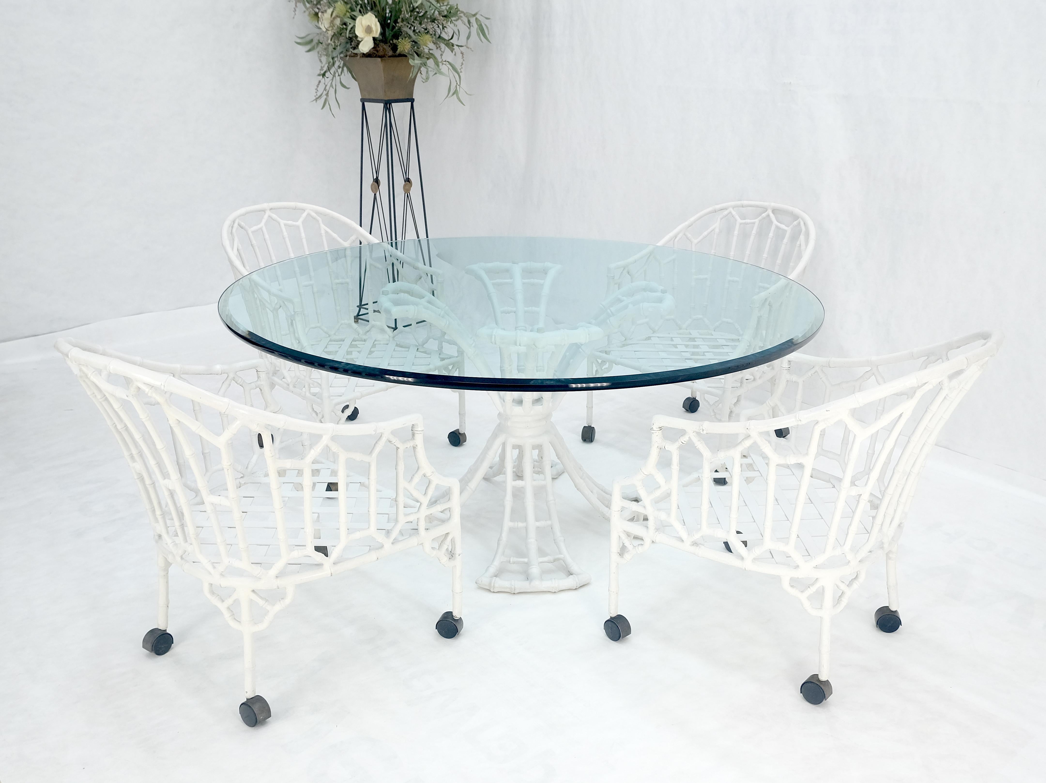 American Cast Aluminum Faux Bamboo 4 Arm Chairs 60