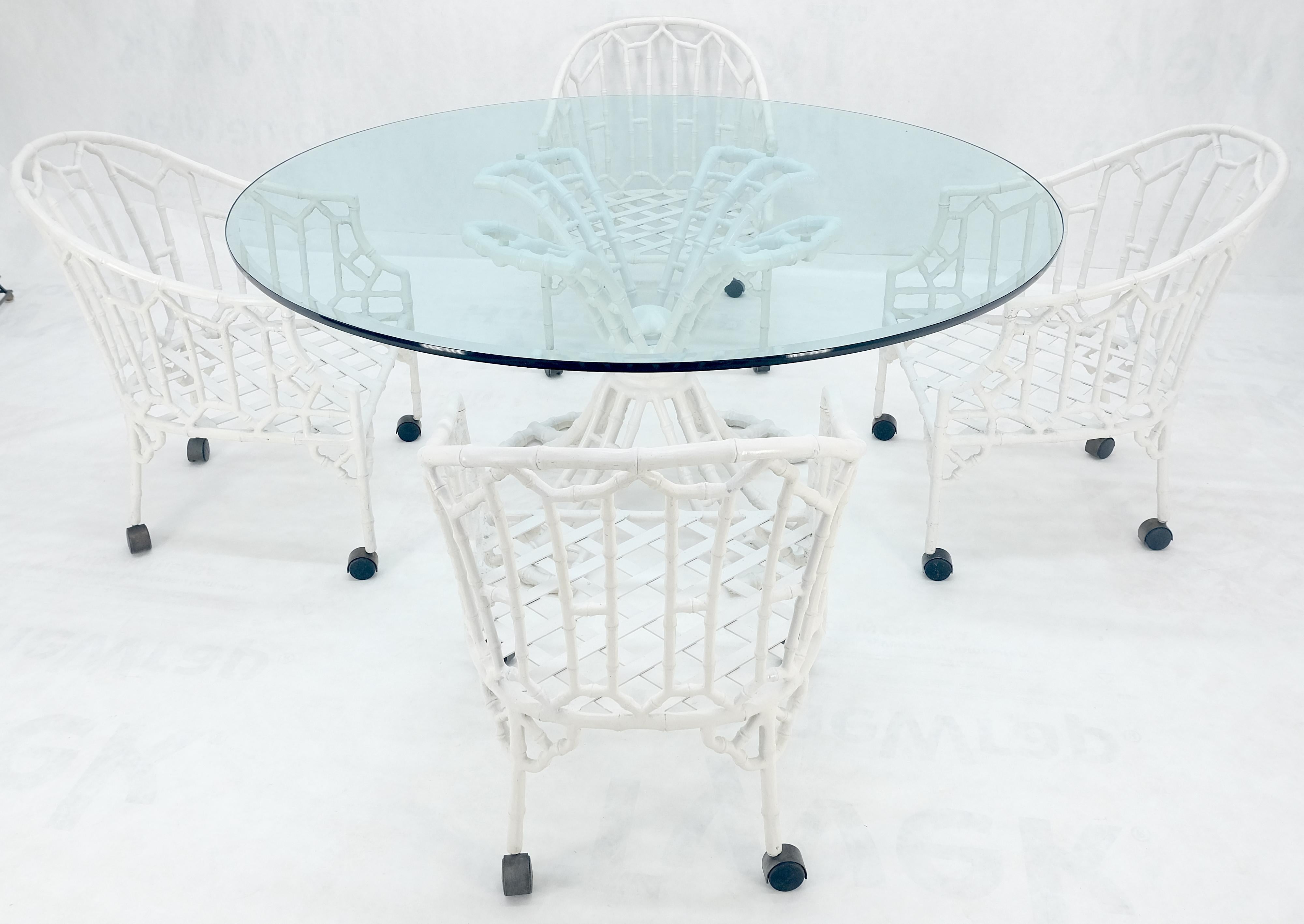 Cast Aluminum Faux Bamboo 4 Arm Chairs 60