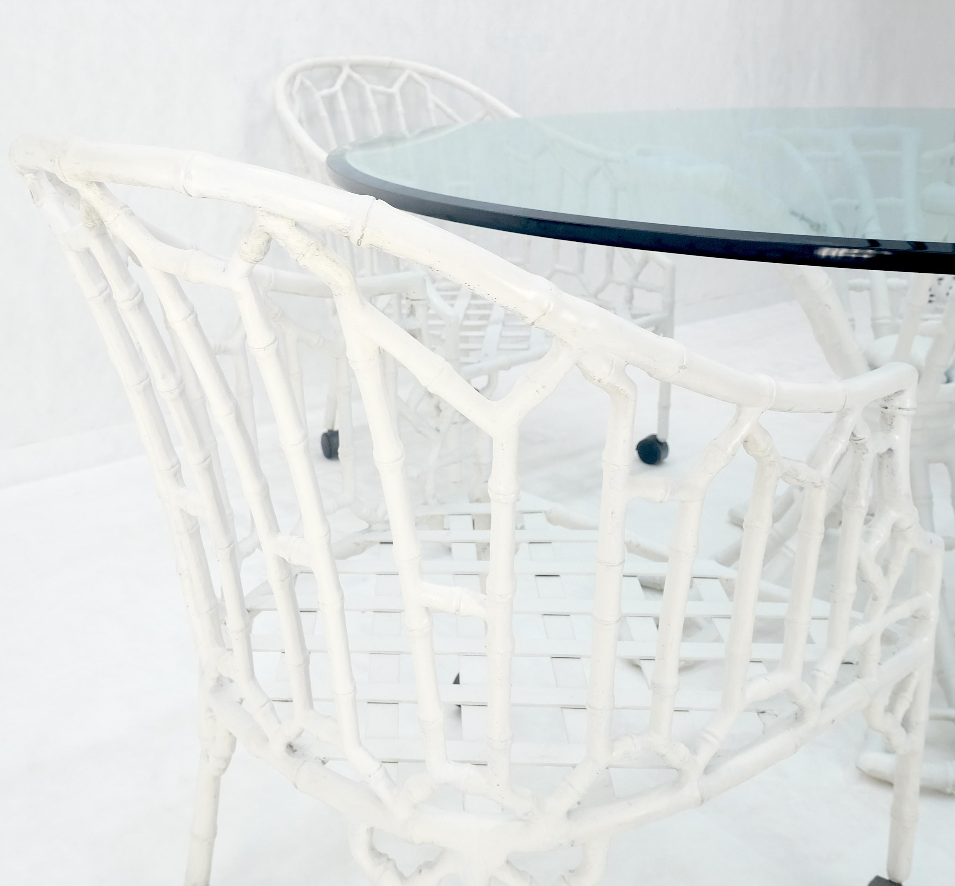 Cast Aluminum Faux Bamboo 4 Arm Chairs 60