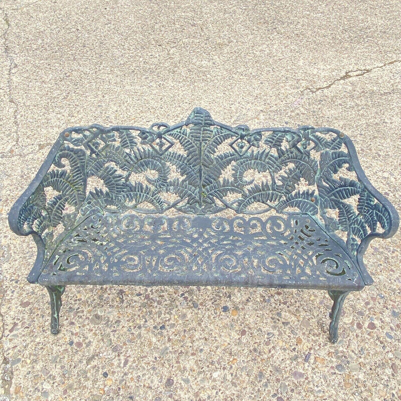 Victorian Cast Aluminum Fern and Blackberry Design Style Garden Patio Outdoor Bench