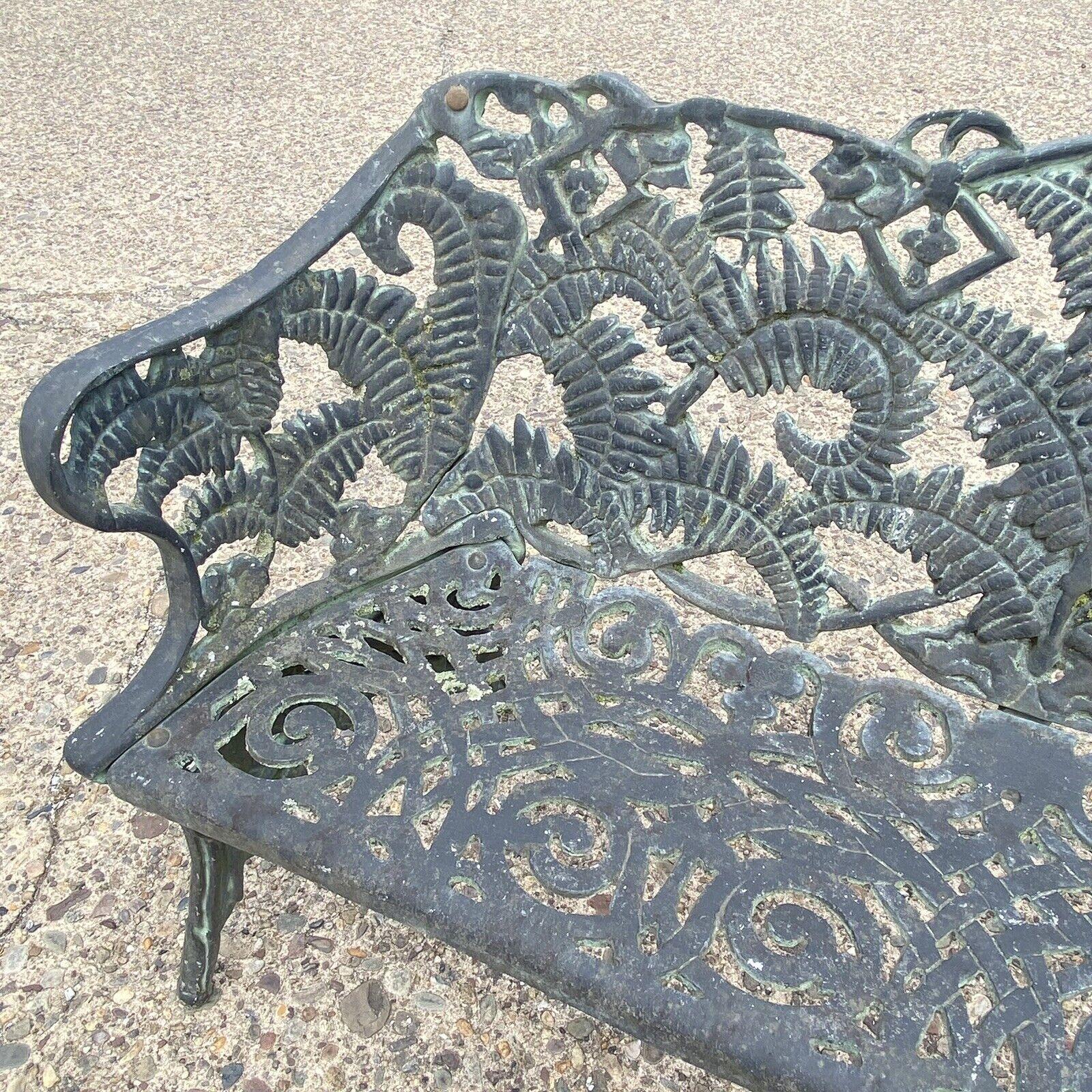 20th Century Cast Aluminum Fern and Blackberry Design Style Garden Patio Outdoor Bench