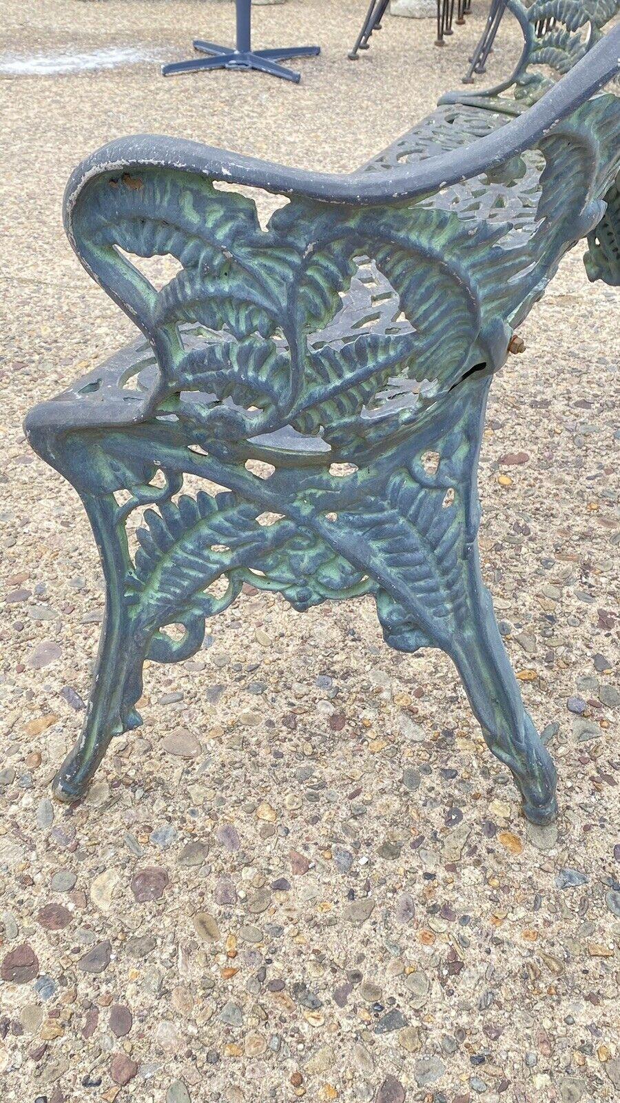 Cast Aluminum Fern and Blackberry Design Style Garden Patio Outdoor Bench 3