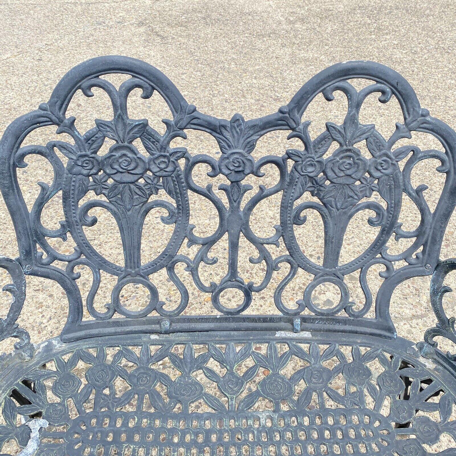 Victorian Cast Aluminum Floral French Style Flower Garden Patio Outdoor Bench Loveseat For Sale